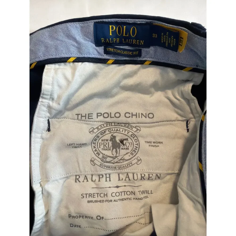 POLO Ralph Lauren Men’s Stretch Classic Fit Chino 9” Shorts Navy Blue SZ 33